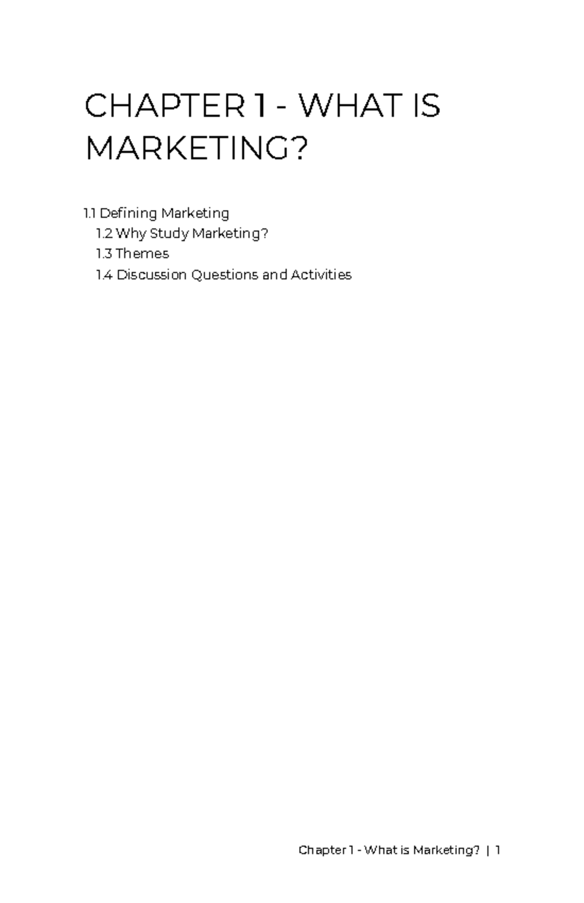 Mkt 100 Chapter 1: Understanding the Fundamentals of Marketing - Studocu