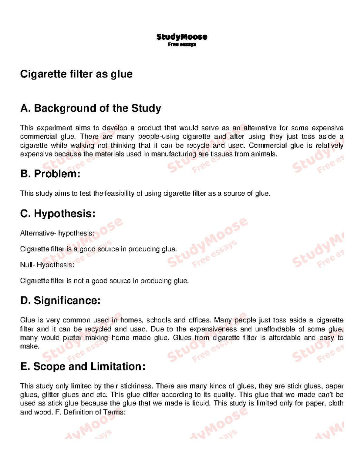acetone and cigarette filter as glue Final Exam: The Feasibility of Using Acetone & Cigarette Filter as Glue