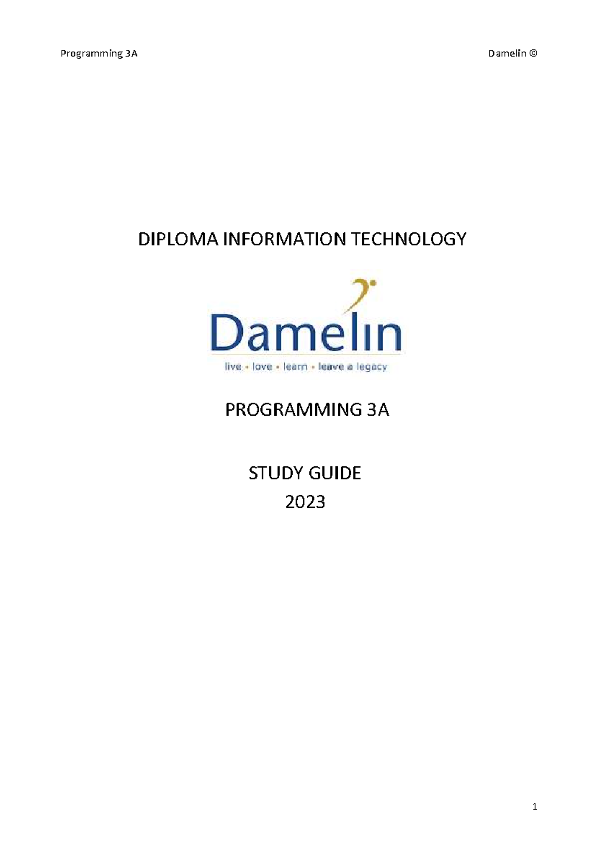 Programming 3A (PRG310) Study Guide for 2023 - Damelin - Studocu