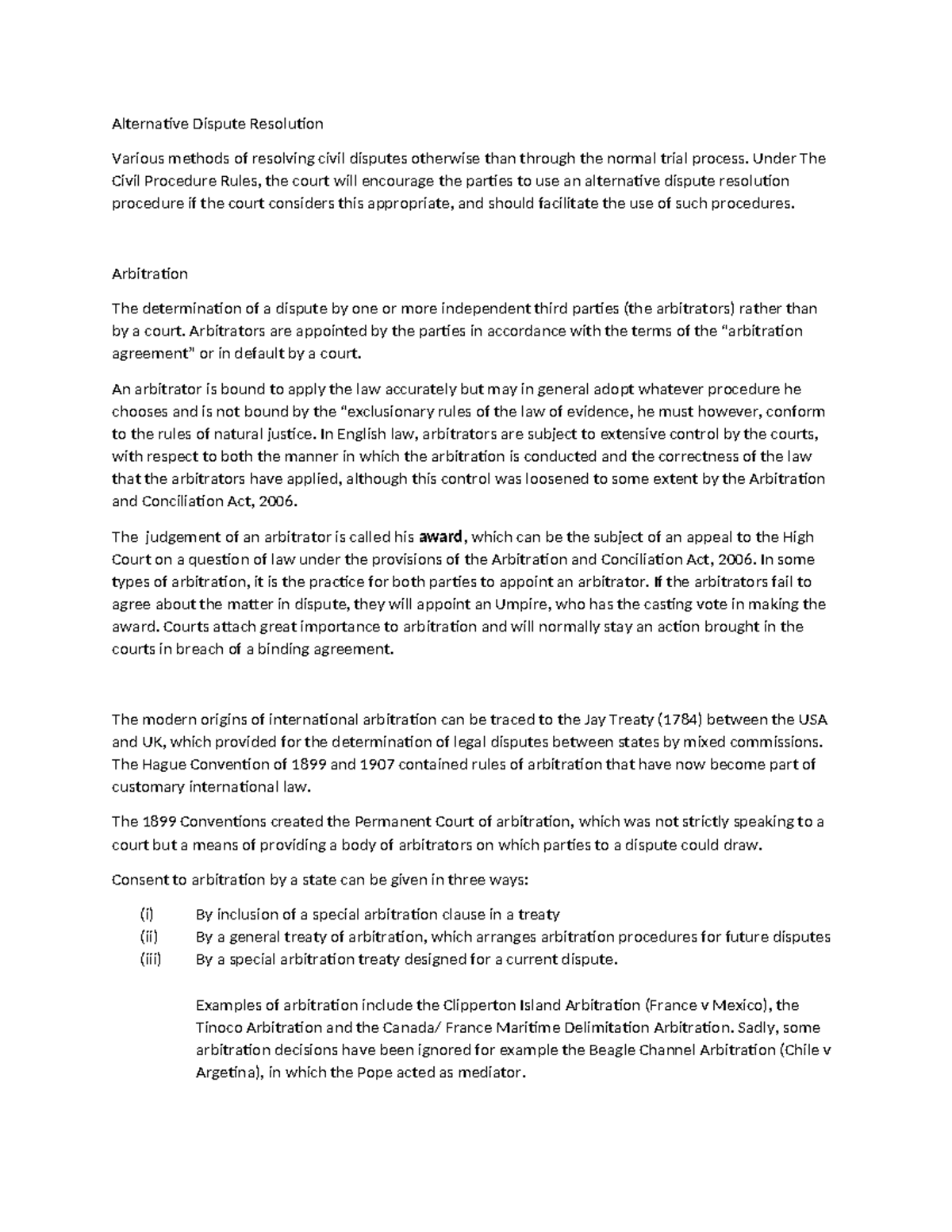 Dispute resolution - Alternative Dispute Resolution Various methods of ...