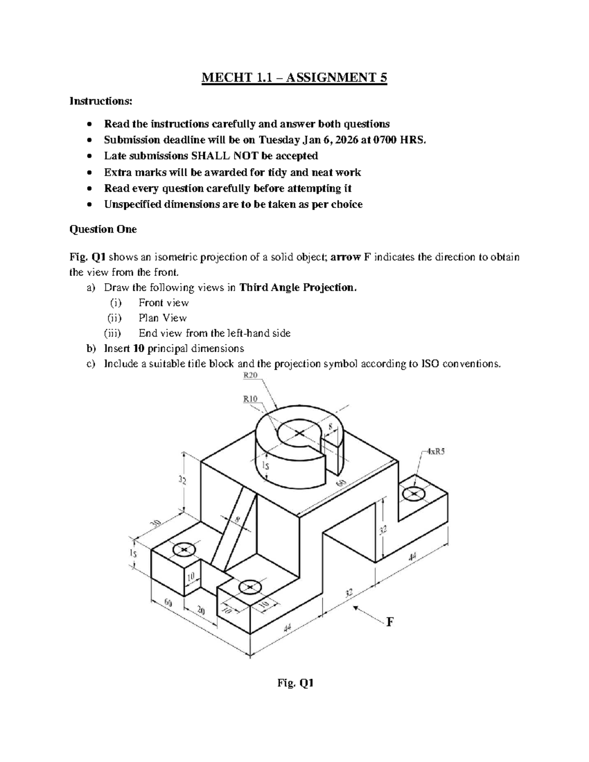 MECHT 1.1 Assignment 5: Isometric Projection Task - Studocu
