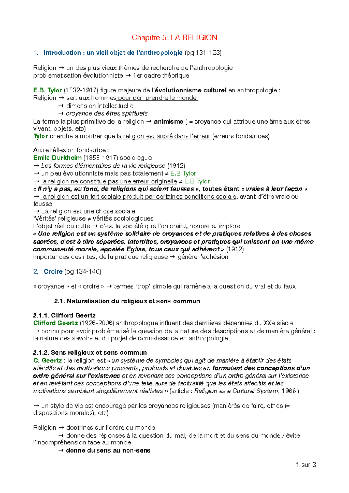 Chap 5: La religion - Chapitre 5: LA RELIGION Introduction : un vieil ...