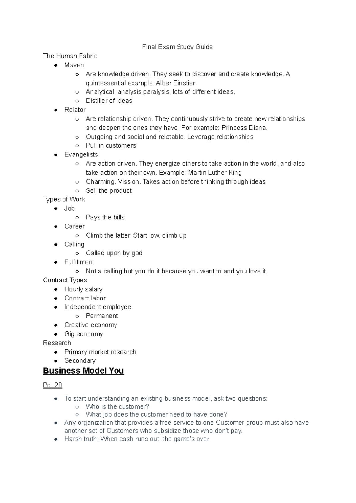 Final Exam Study Guide - AMAE 4390 Fall 2019 - Final Exam Study Guide ...