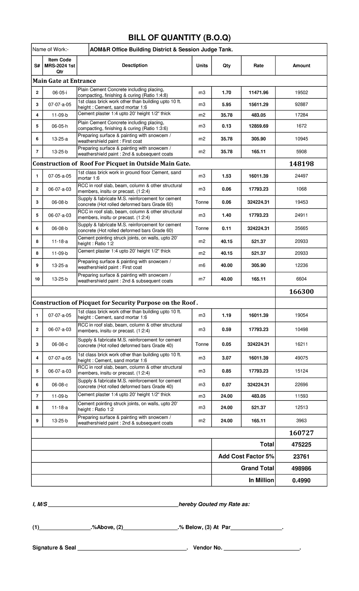 5-BOQ for Repair of Office Building - District Session Judge - Studocu