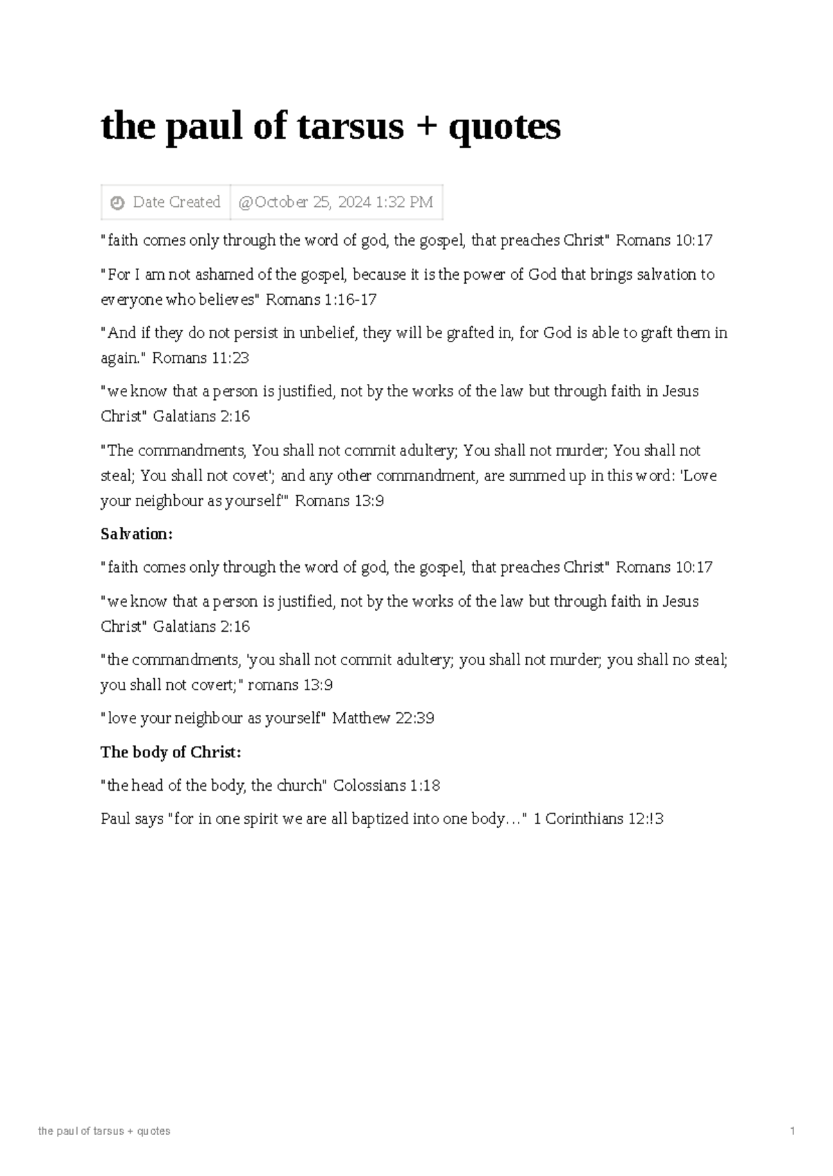Paul of Tarsus Quotes Summary - Key Teachings and Verses - Studocu