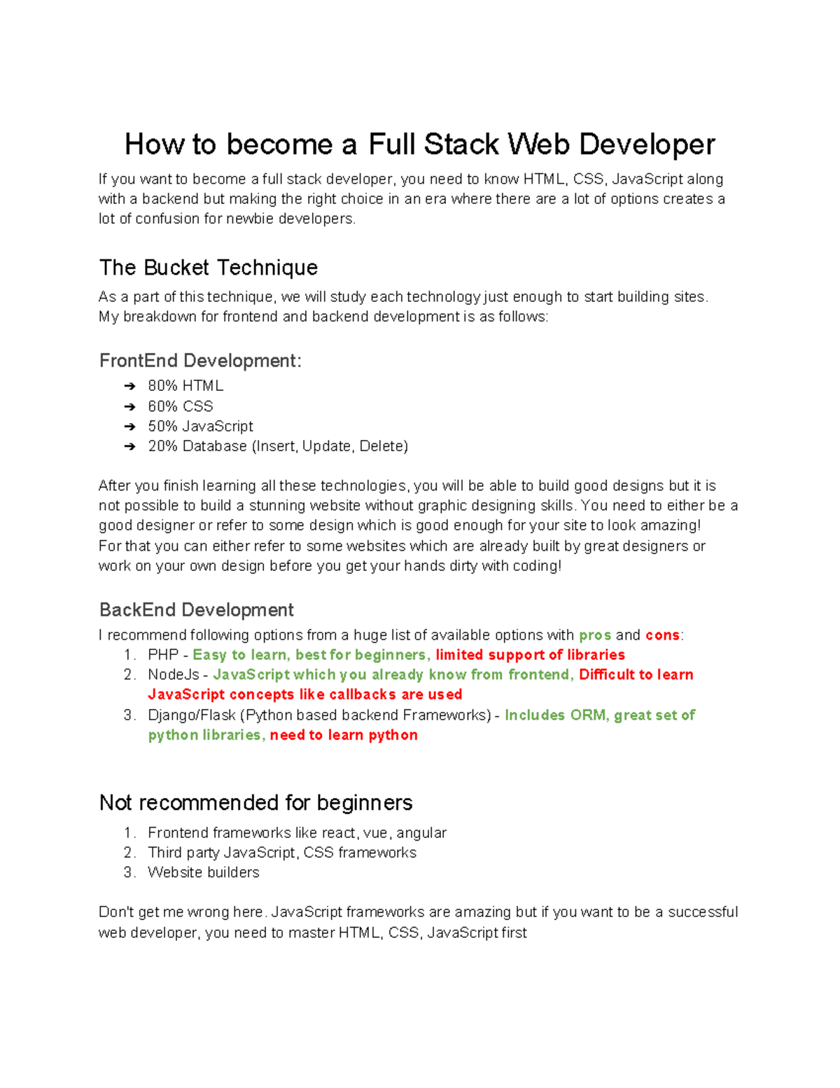 Complete Web Development Roadmap - How to become a Full Stack Web ...