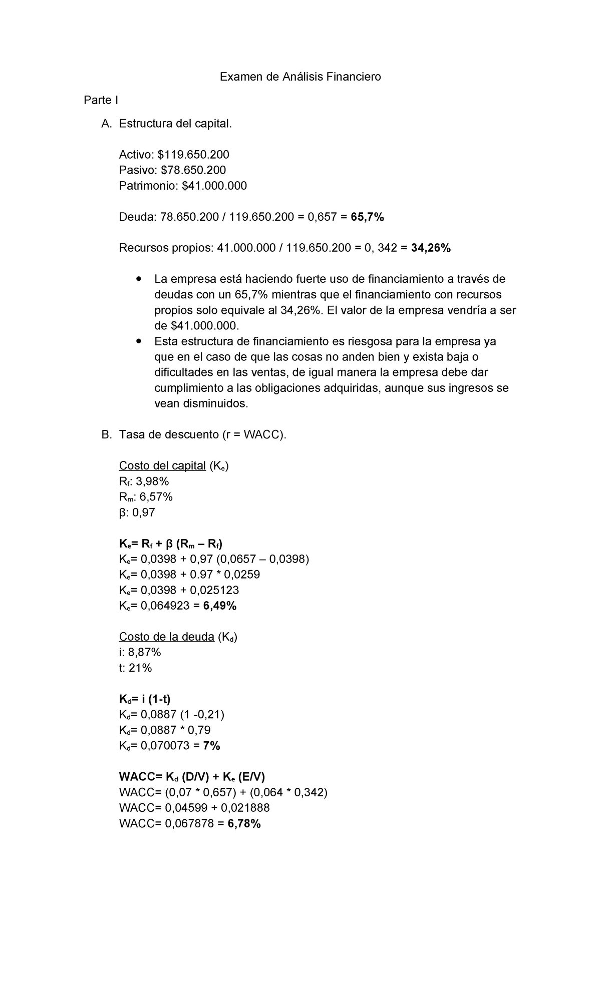 Análisis Financiero Parte I y II - Evaluación 2 Taller - Studocu