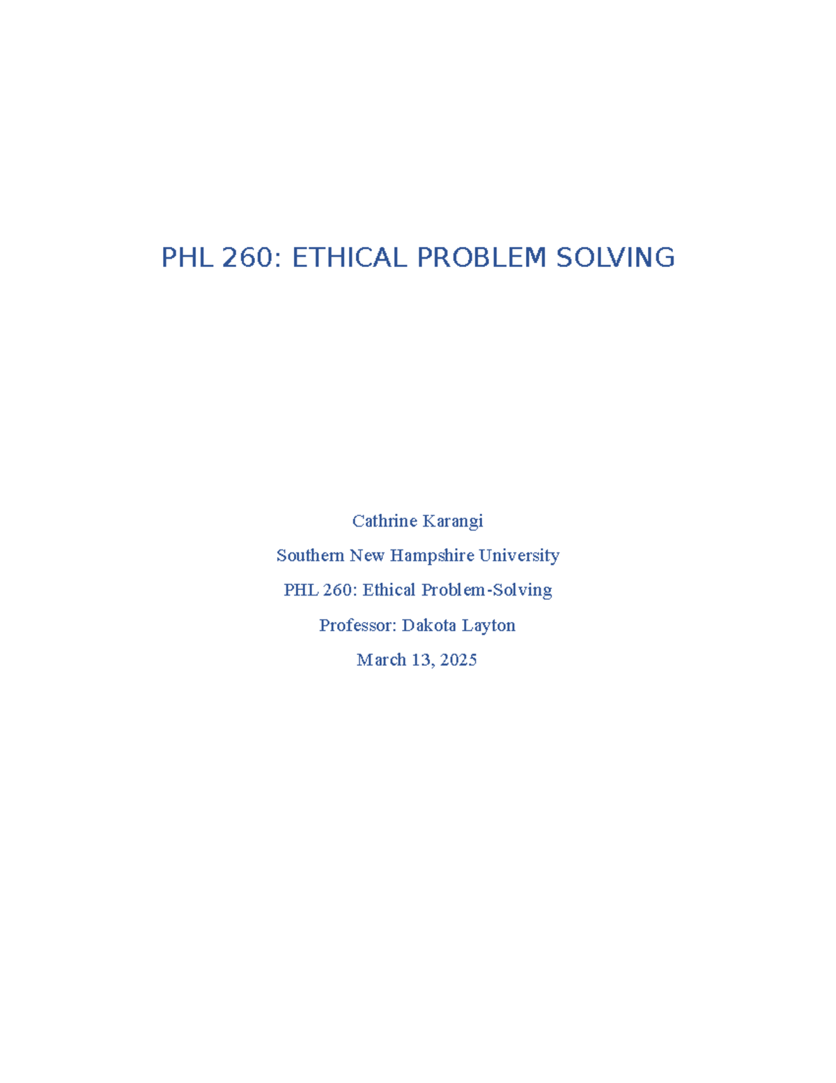 PHL 260: Mod 2 Project Proposal on Ethical Problem Solving - Studocu