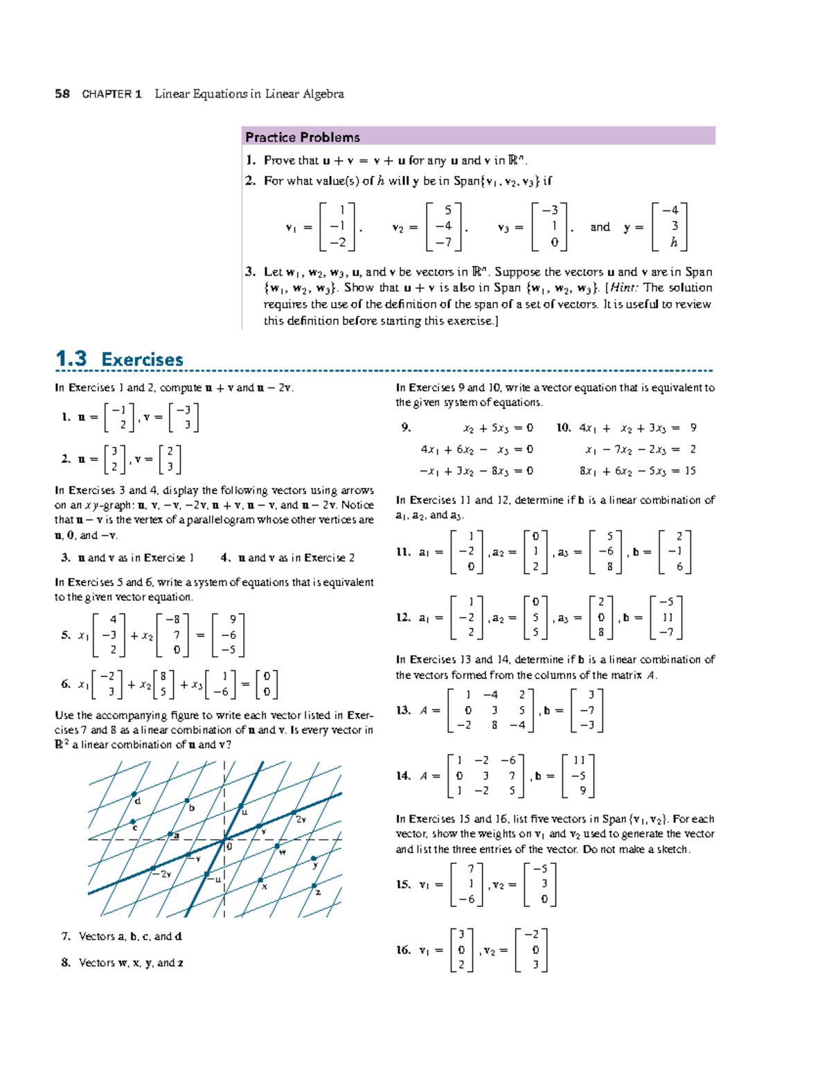 Bài tập 1 - Exercises from textbook - 58 CHAPTER 1 Linear Equations in ...