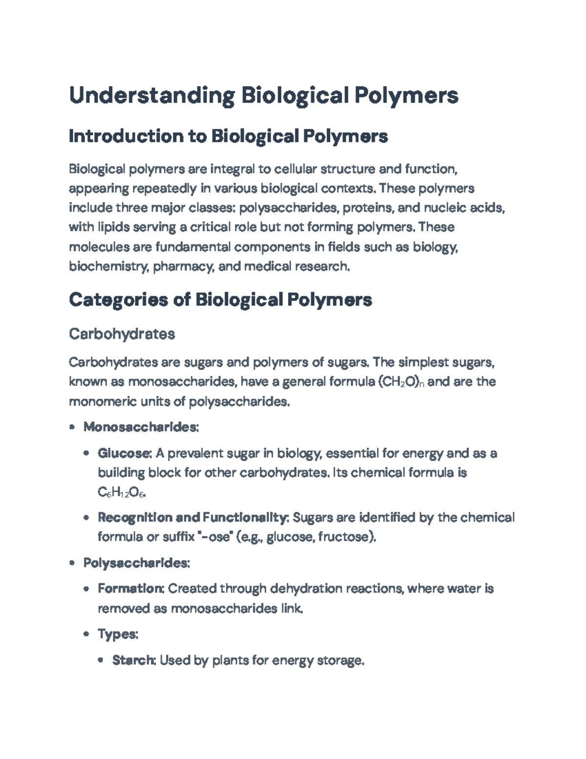 Understanding Biological Polymers: Types, Functions, and Applications ...