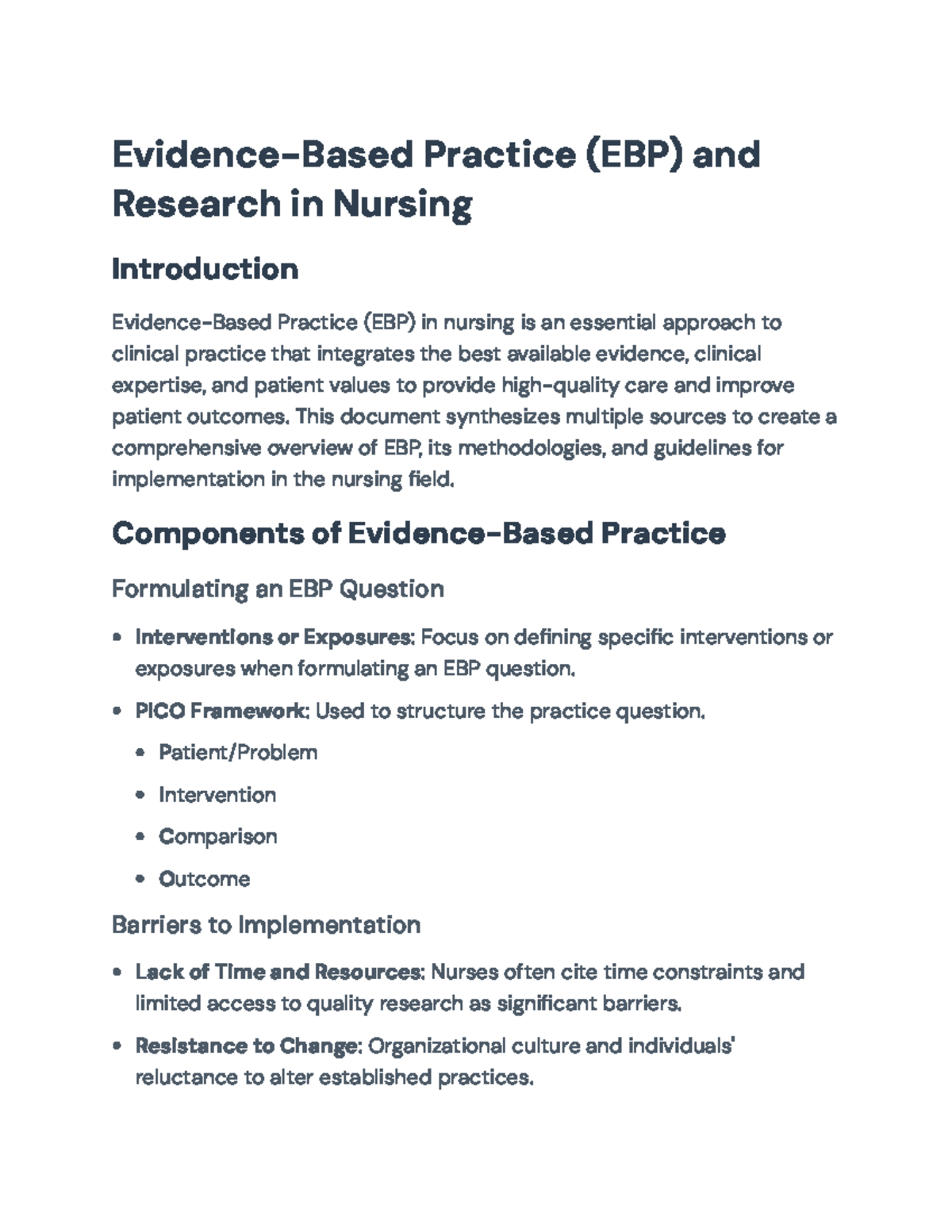 Evidence-Based Practice (EBP) in Nursing: A Comprehensive Overview ...