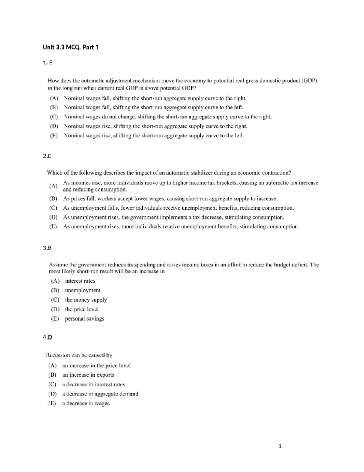 Unit+3 - Practice - Econ 1103 - Unit 3 MCQ. Part 1 E 2 3 4 5 6 7 9 10 ...