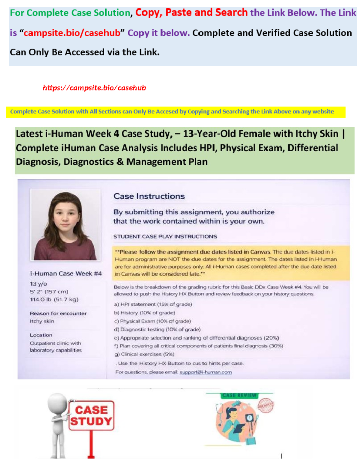 i-Human Week 4 Case Study: 13-Year-Old Female with Itchy Skin Analysis ...