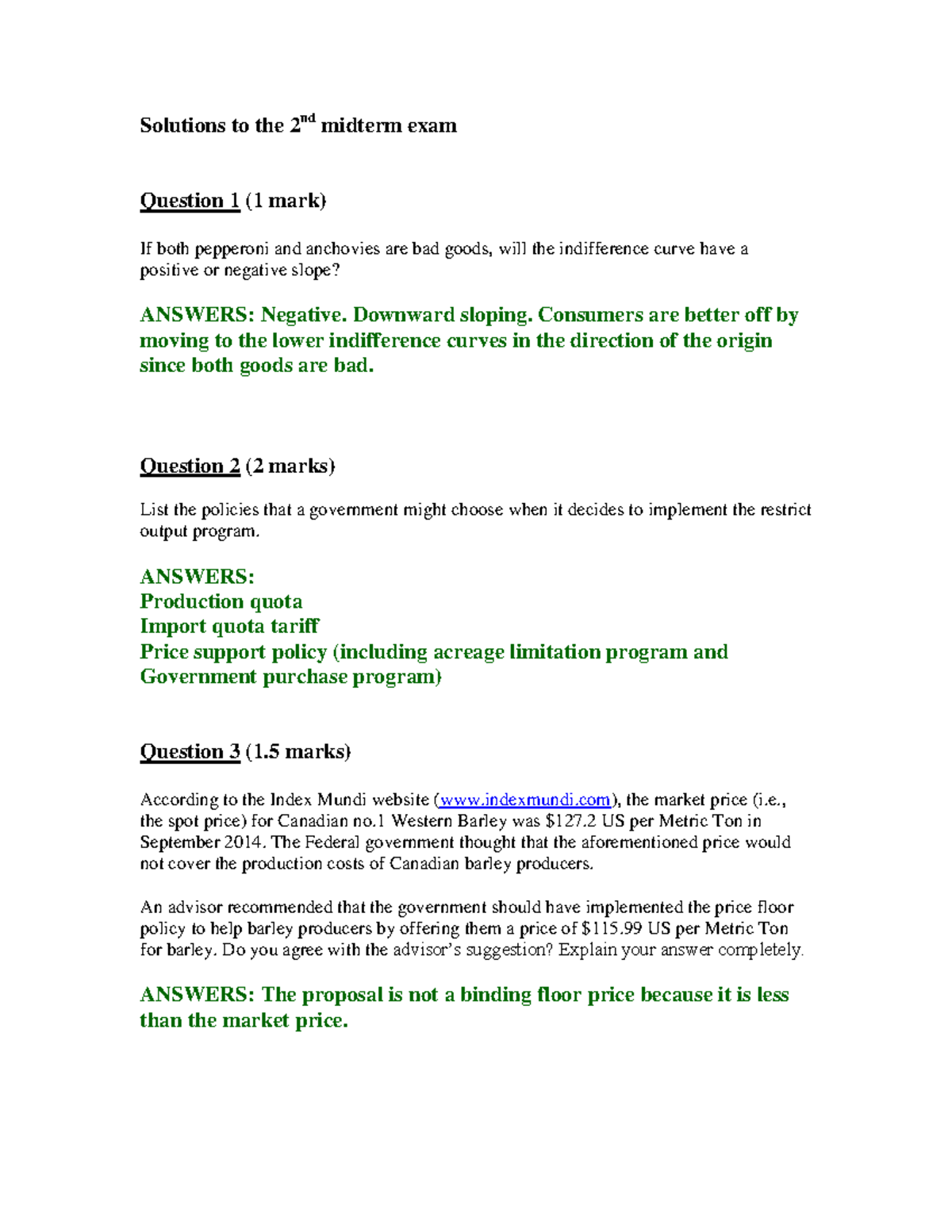 Midterm Exam Solutions for ECON 101: Questions & Answers - Studocu