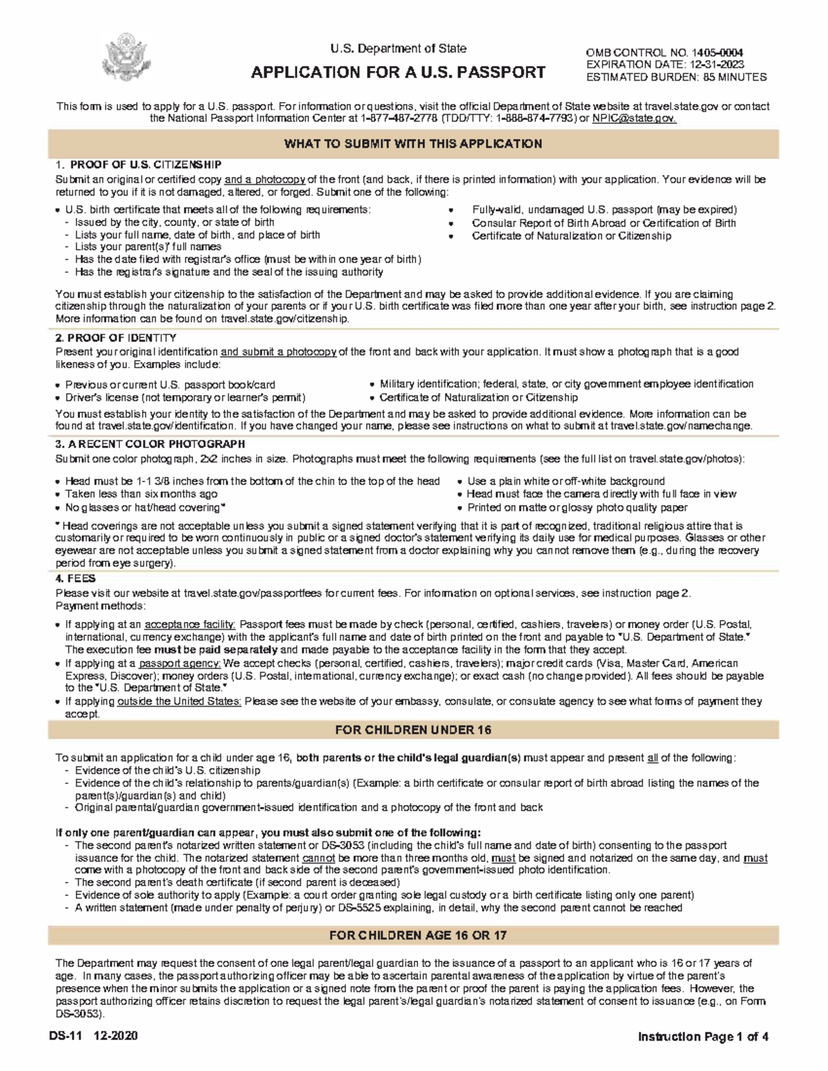 Image showcasing U.S. Passport Application Guide: Form DS-11 Instructions - Studocu