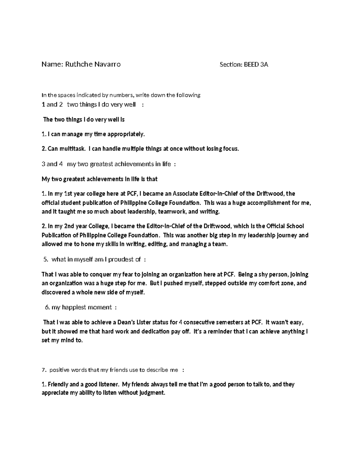 GMRC Activity 2 - Personal Reflection and Achievements Overview - Studocu
