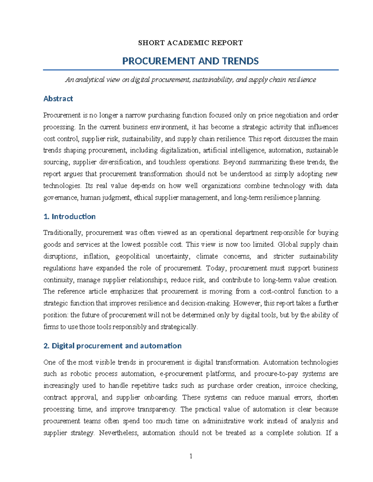 Procurement Trends Report: Digitalization, Sustainability & Resilience ...