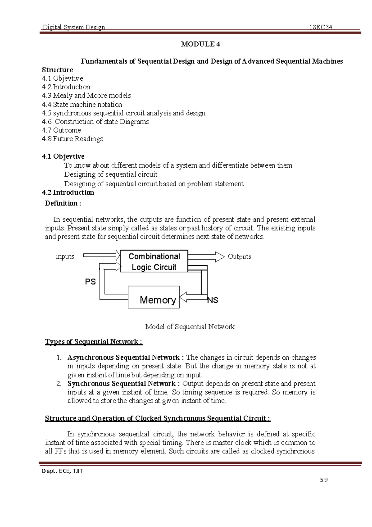 Module 4 - dsd - D i g it al S ys t em D e si g n 18EC 3 4 Dept. ECE ...
