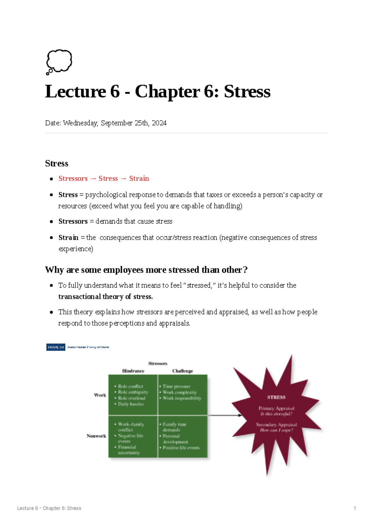 Lecture 6: Understanding Stress and Coping Mechanisms (Ch6OB) - Studocu