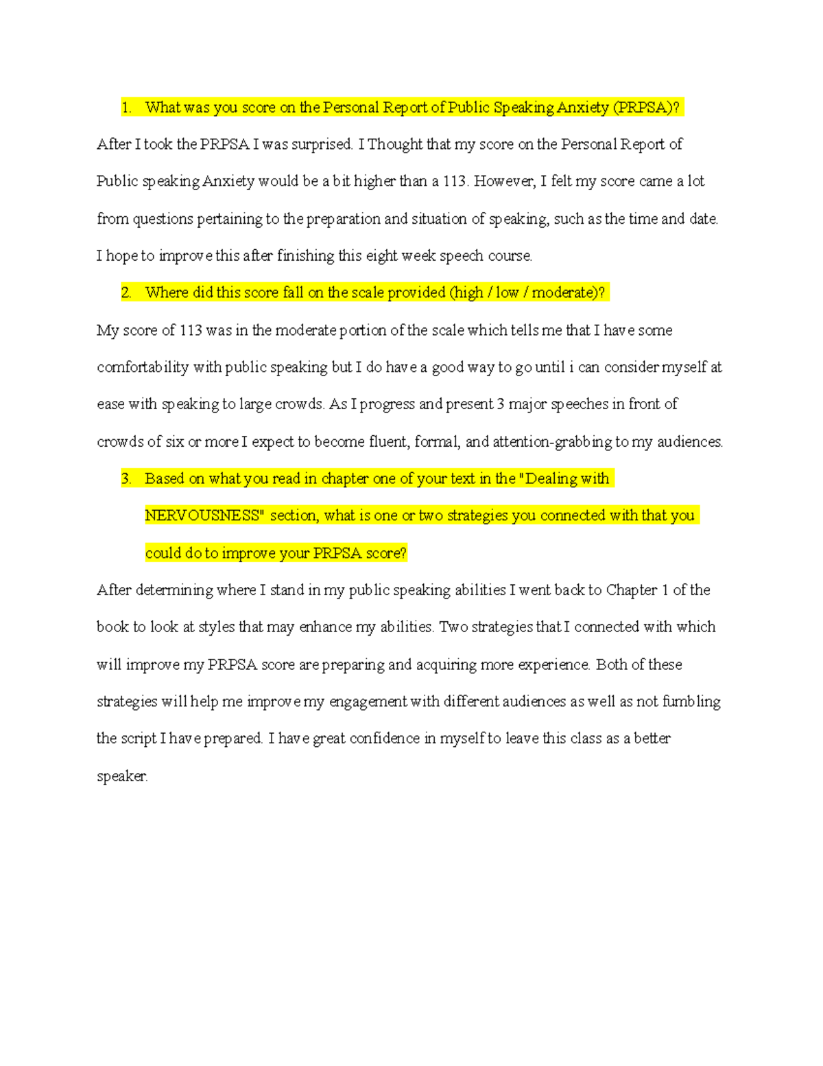 COM 103 - PRPSA Paper Reflection and Improvement Strategies - Studocu