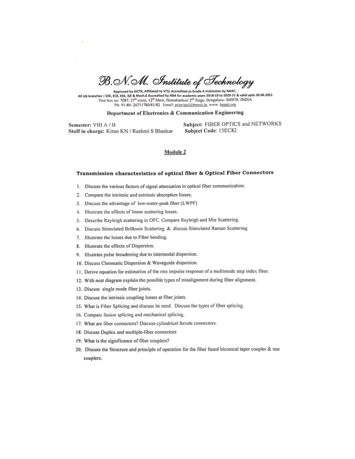 OPTICAL FIBRE AND NETWORK COMMUNICATION Module -2 important question ...