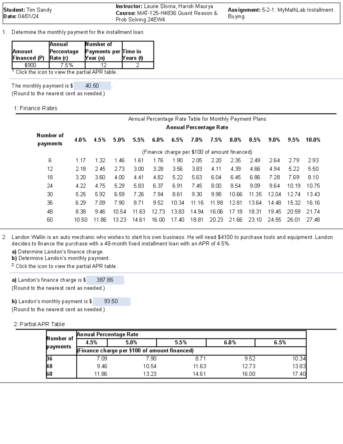 MAT-125-H4836 Final Exam: MyMathLab Installment Buying Guide - Studocu
