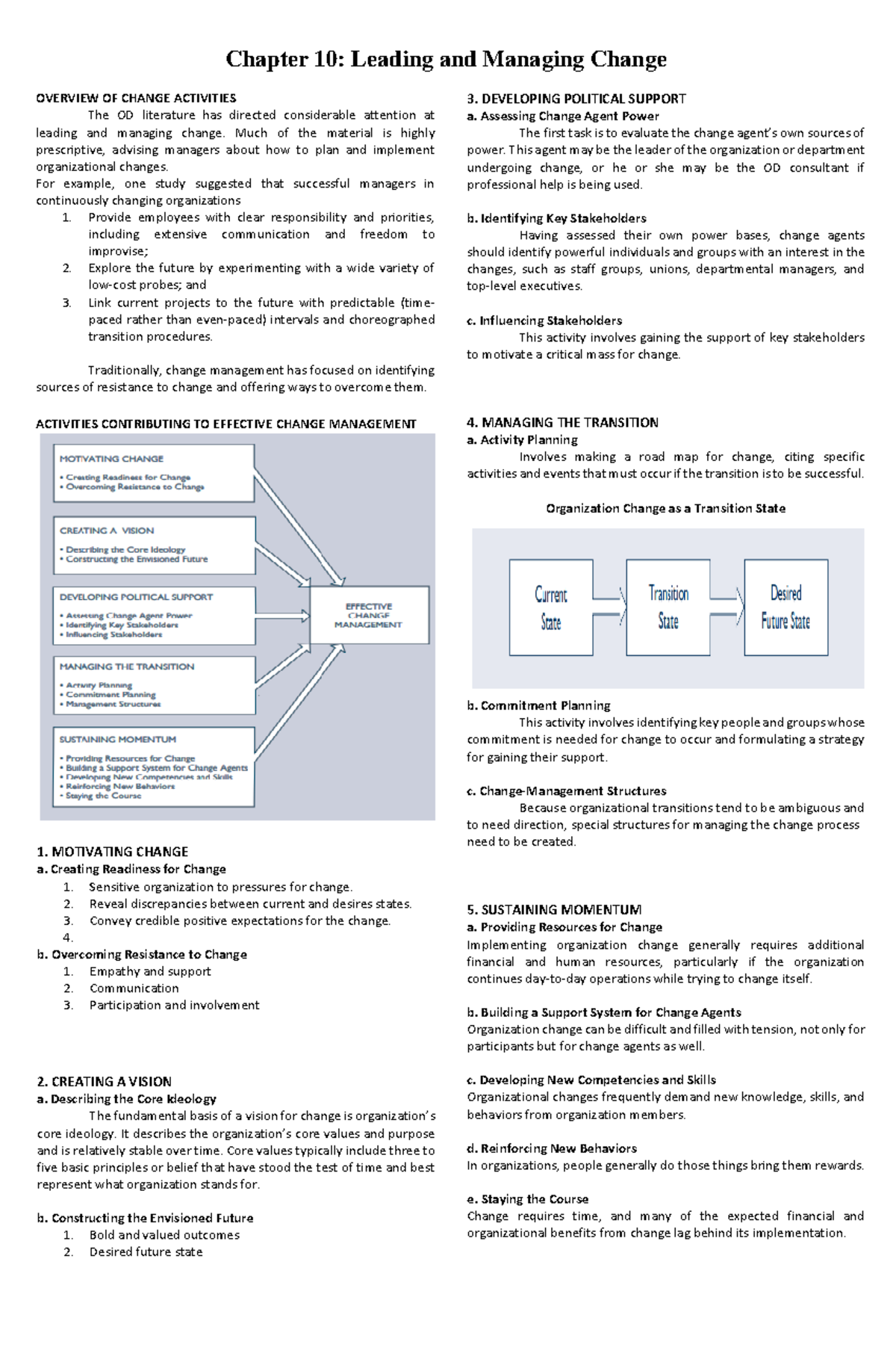 Chapter 10 Organizational Development 2 - OVERVIEW OF CHANGE ACTIVITIES ...