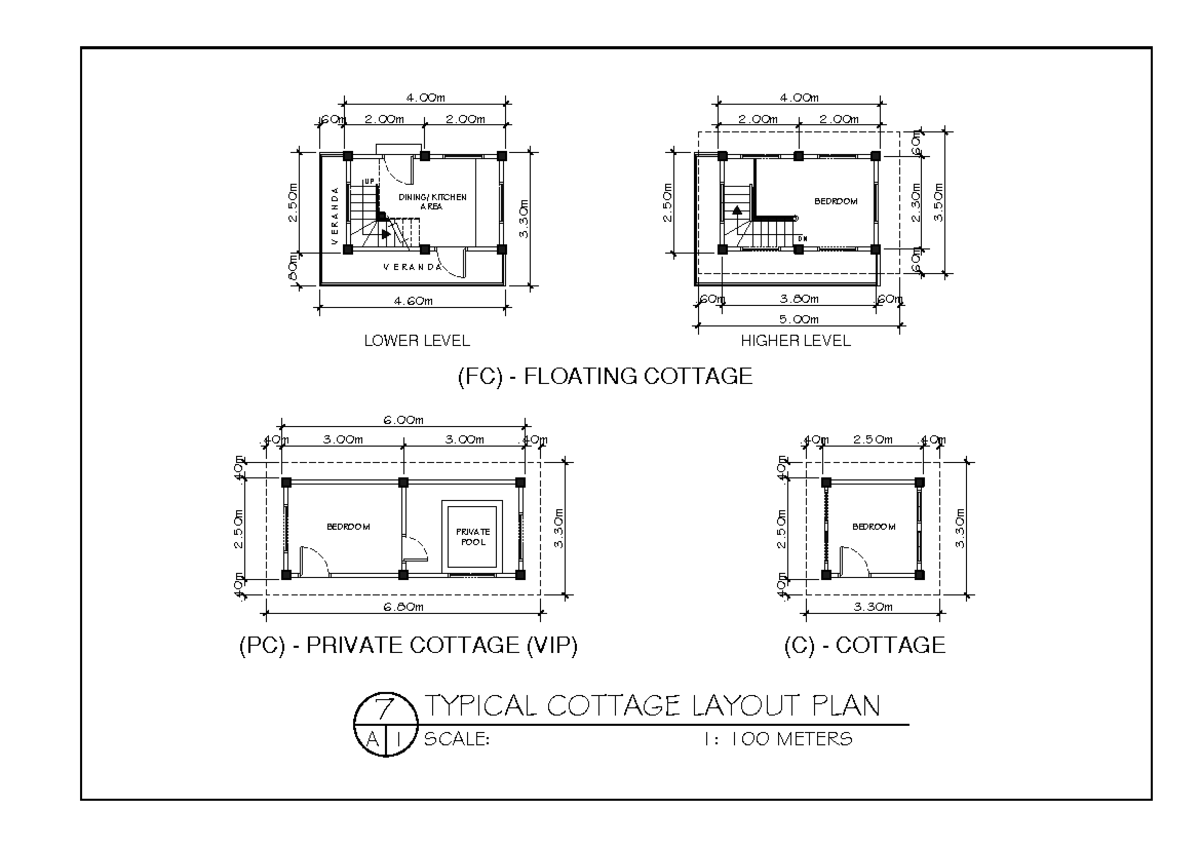 Cottage PLAN - SAMPLE PLAN2 - BEDROOM DN SCALE: TYPICAL COTTAGE LAYOUT ...