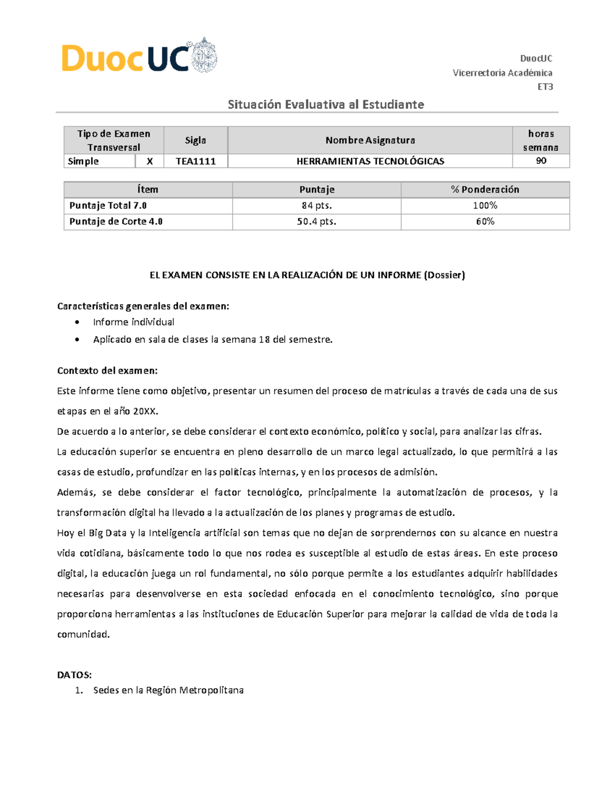 ET120 3A TEA1111 Since - frfrf - Vicerrectoría Académica ET Situación ...