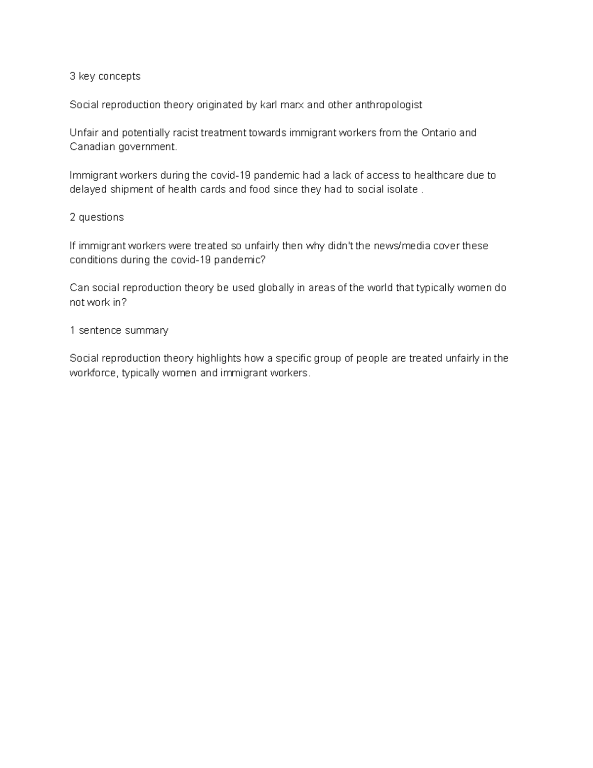 3 key concepts week 4 - 3 key concepts Social reproduction theory ...