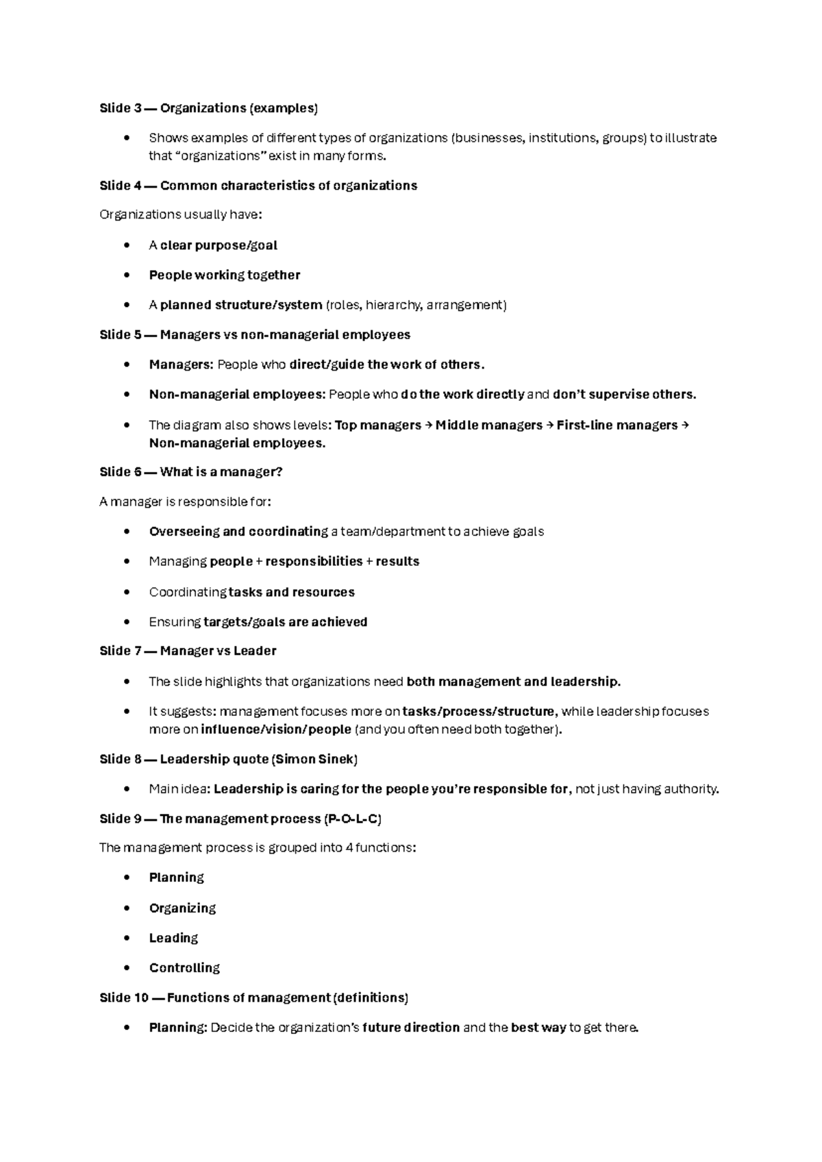 Chapter 1 - MANAGEMENT AND MANAGERS: Key Concepts and Roles - Studocu