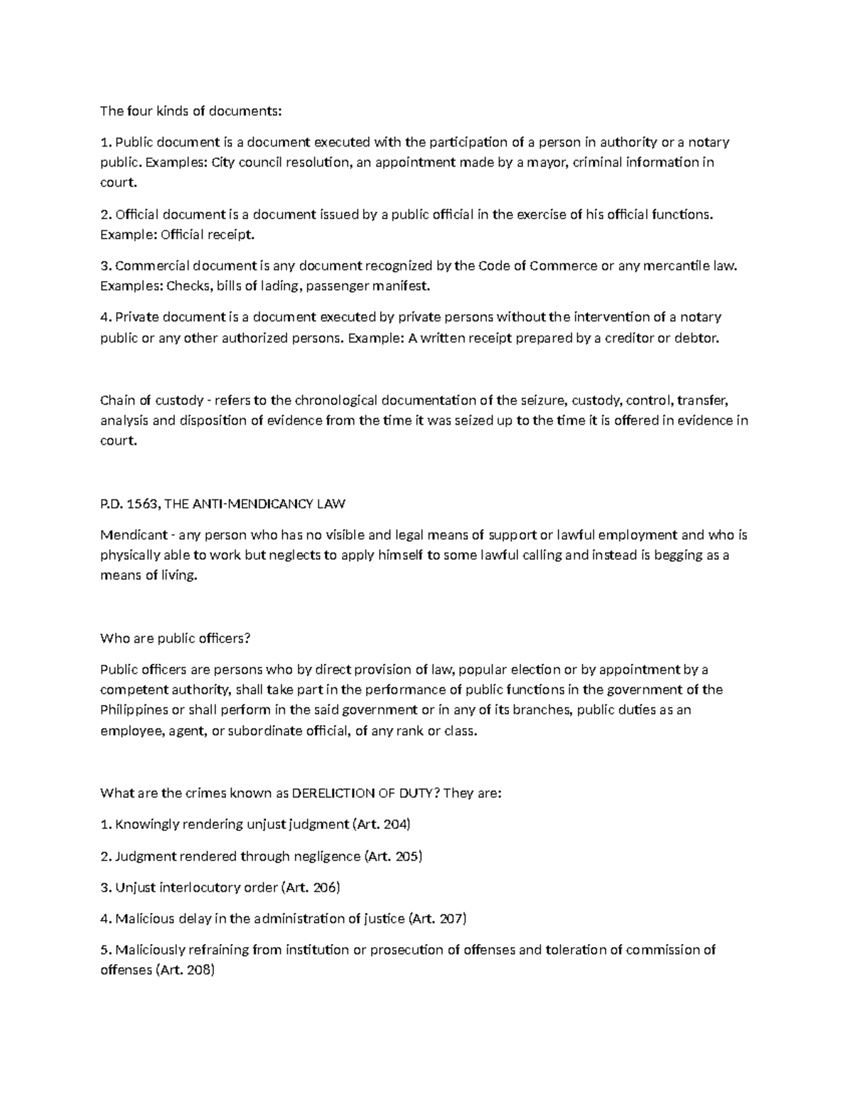 Crimlaw 2 - Midterm Study Notes on Public & Official Documents - Studocu