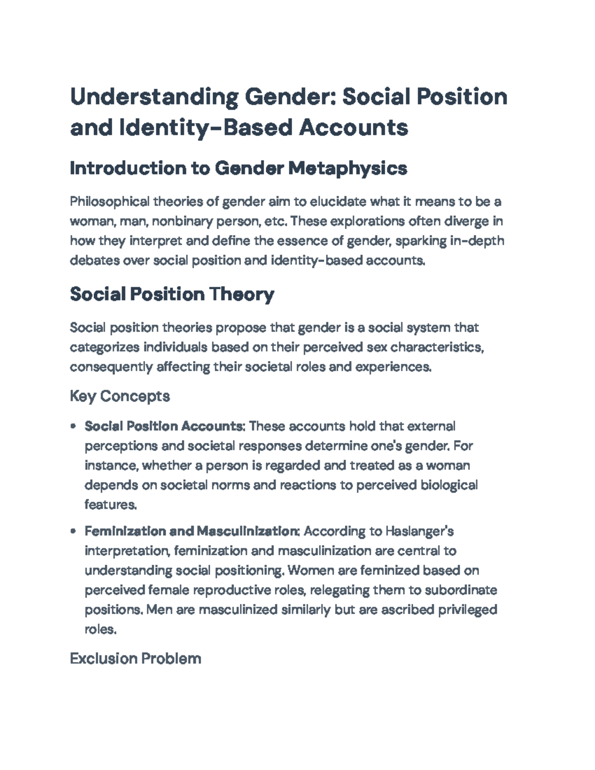 Understanding Gender: Social Position and Identity Theories ...