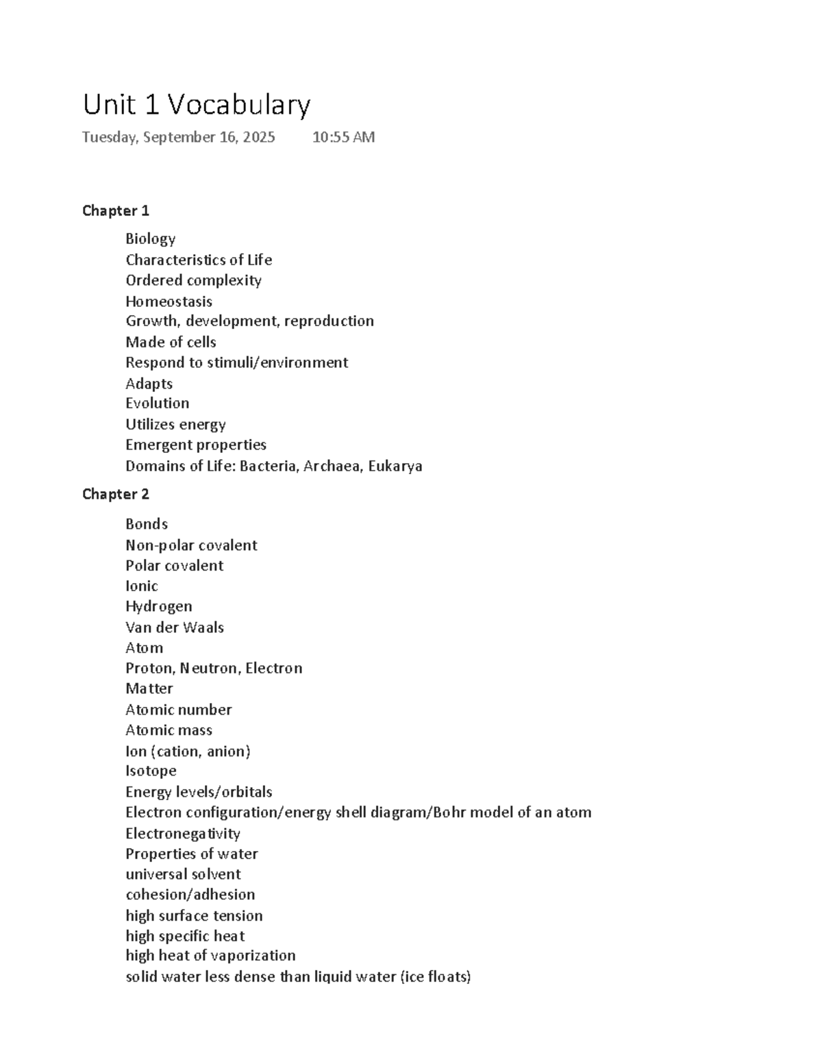 Biology 101 Study Guide: Unit 1 Concepts & Vocabulary - Studocu