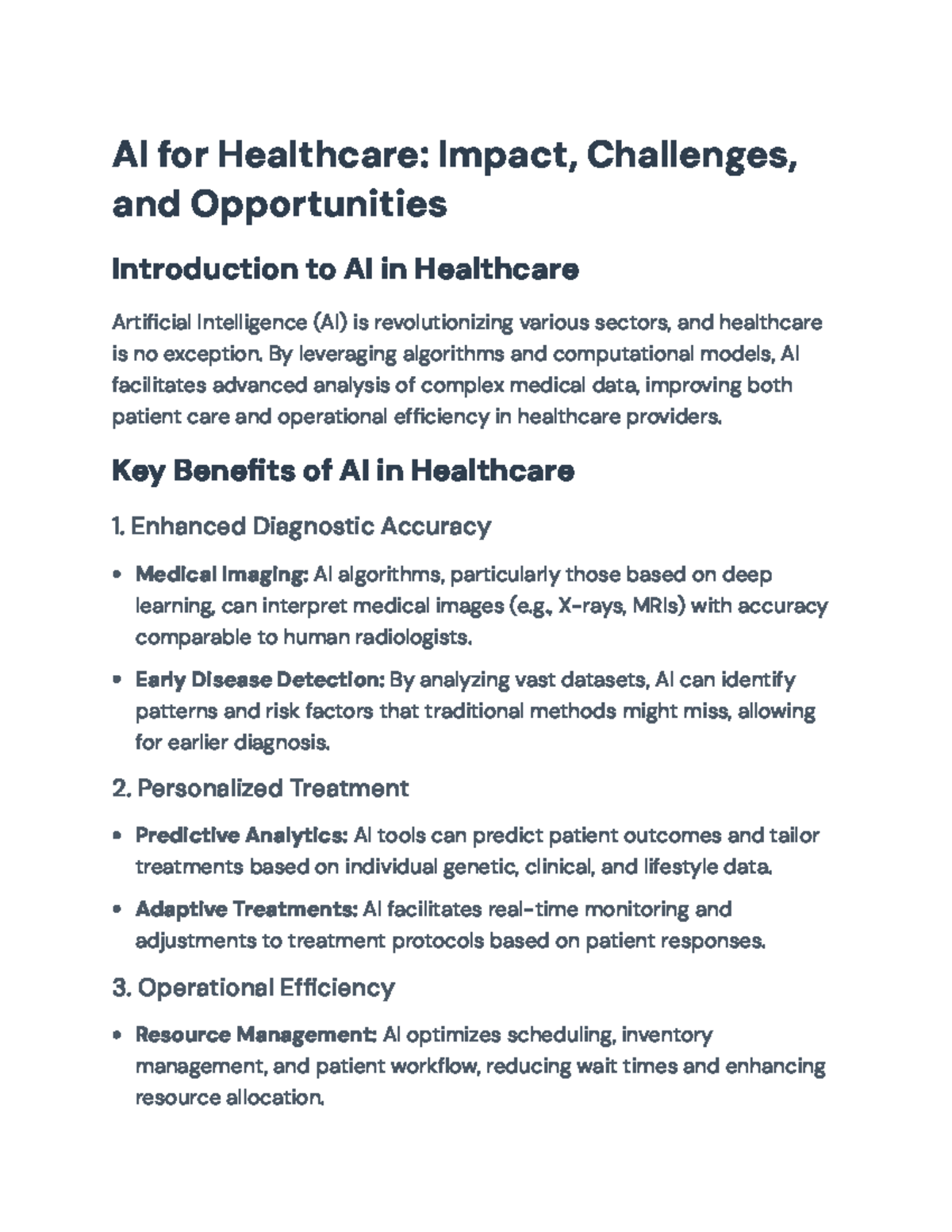 AI in Healthcare: Enhancements, Challenges & Future Prospects - Studocu