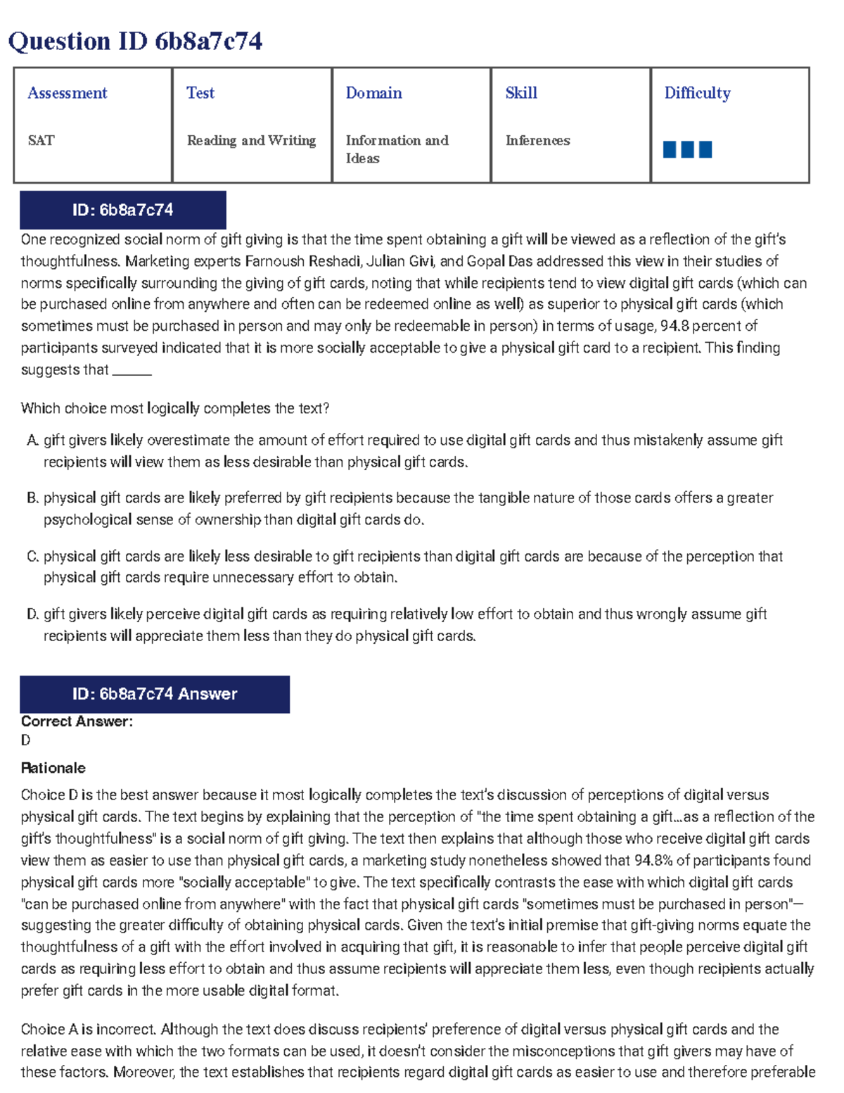 SAT RW QB New 2025: Assessment Test Questions and Answers - Studocu