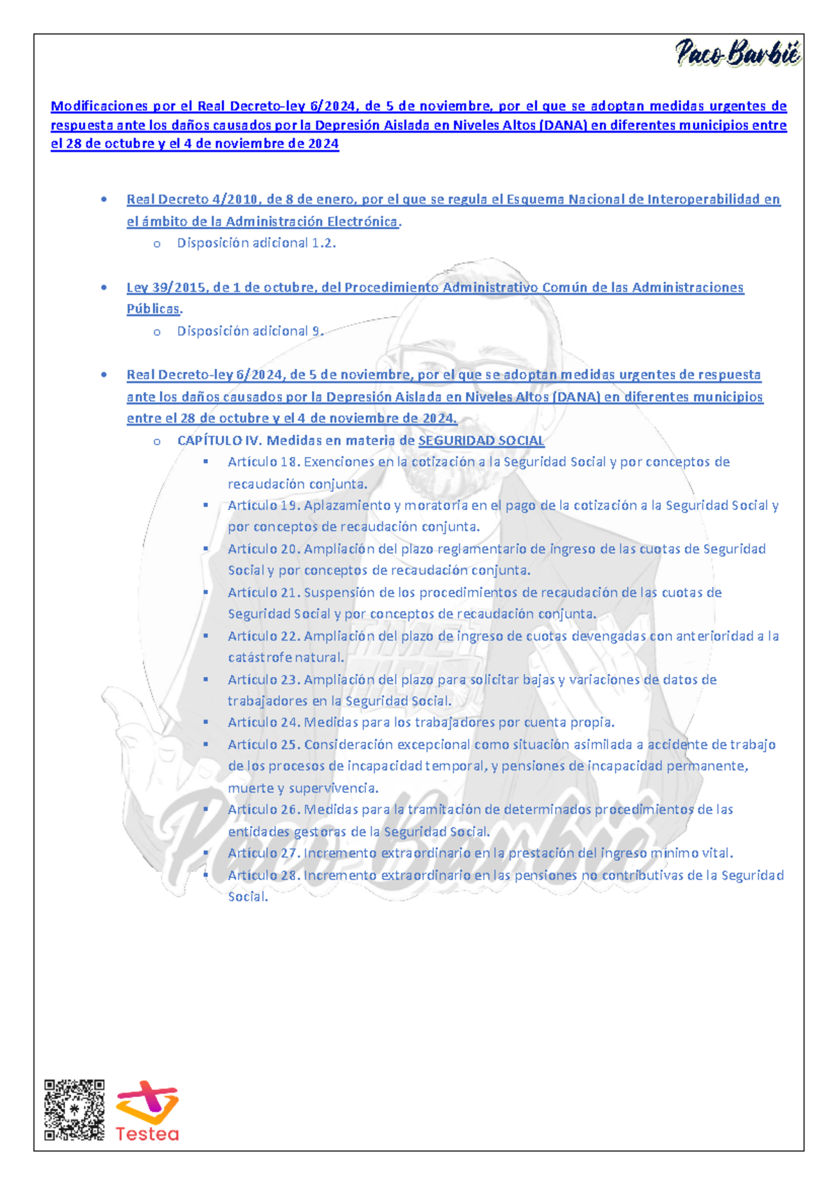 Modificaciones por el RDL 6- 2024, de 5 de noviembre, por el que se ...