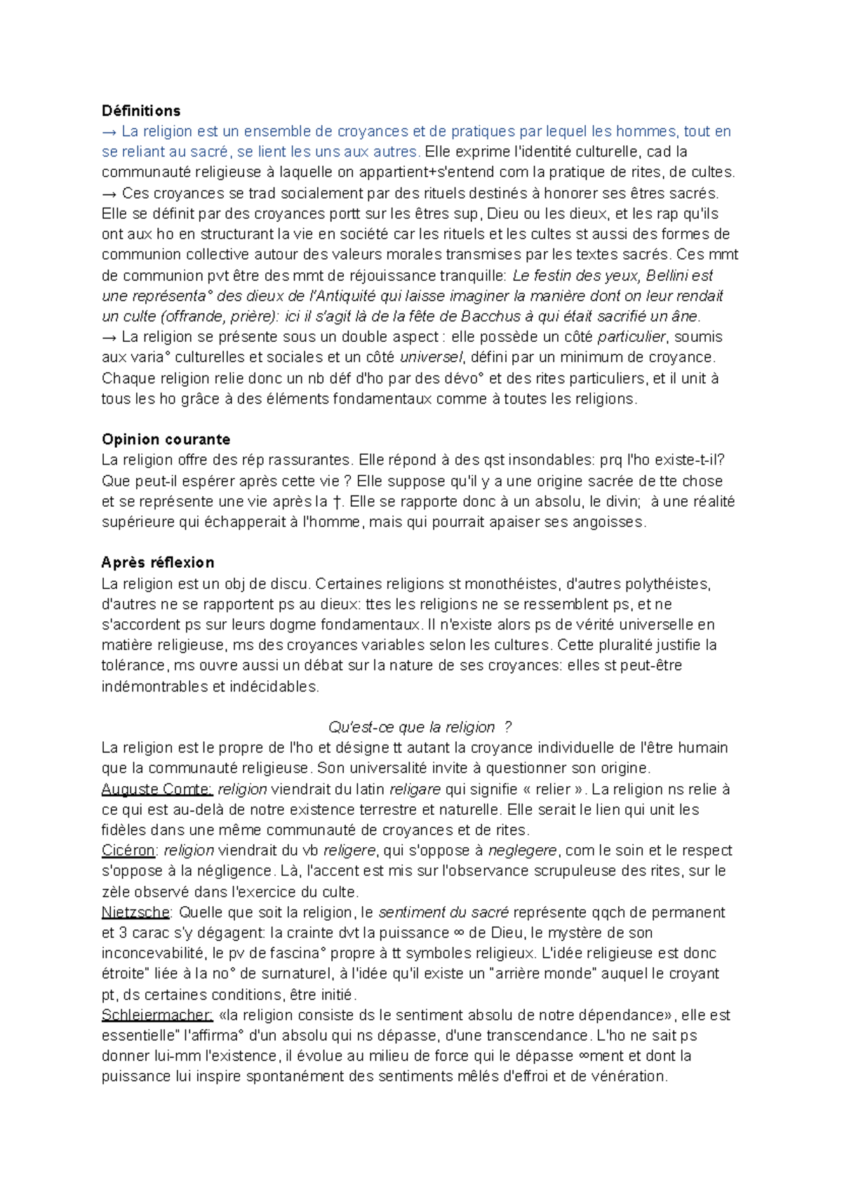 Philosophie de la Religion: Concepts et Théories Religieuses - Studocu