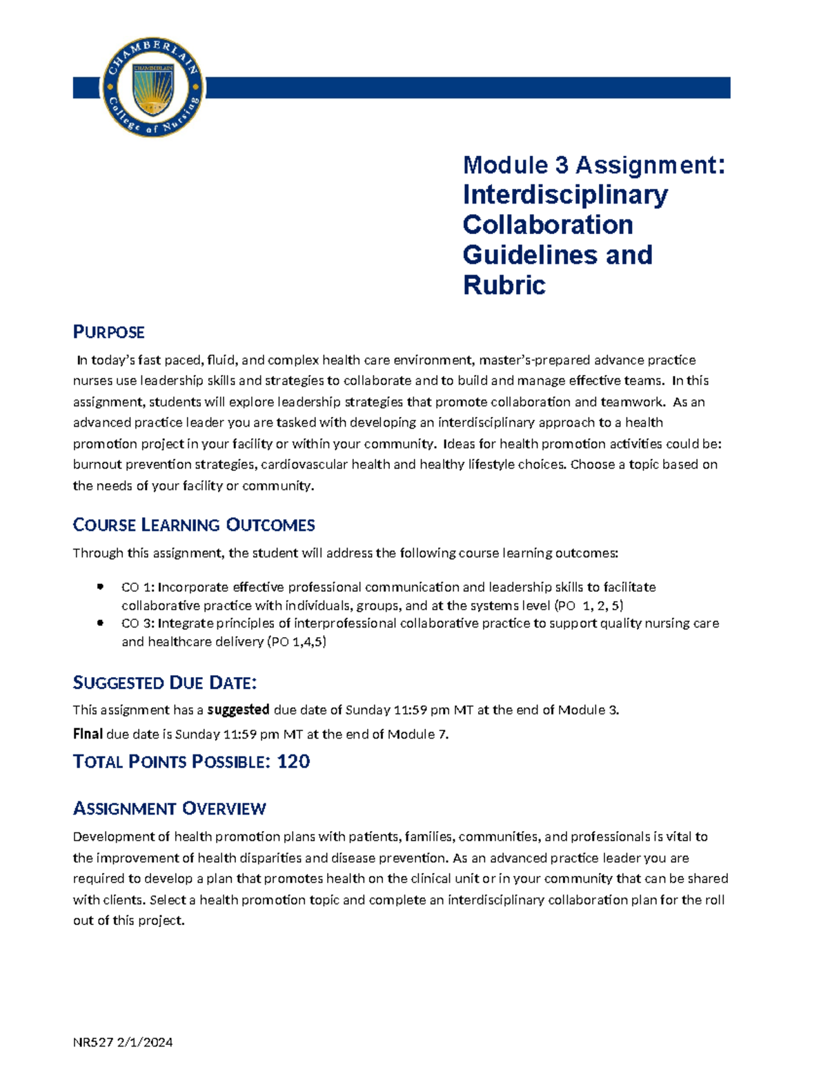 NR 527: Module 3 Assignment - Interdisciplinary Collaboration ...