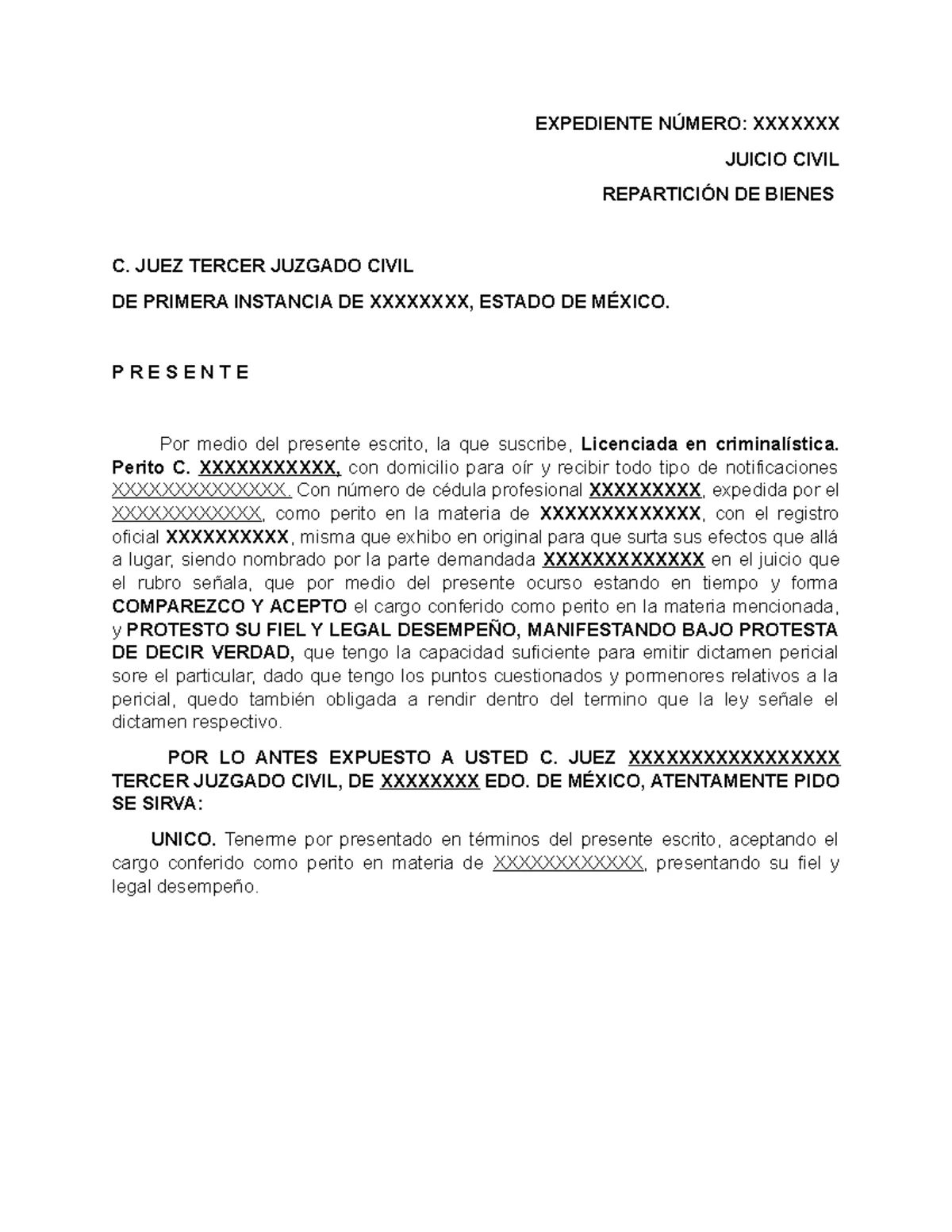 Machote Dictamen EN Grafoscopia - JUICIO EJECUTIVO MERCANTIL EXP ...