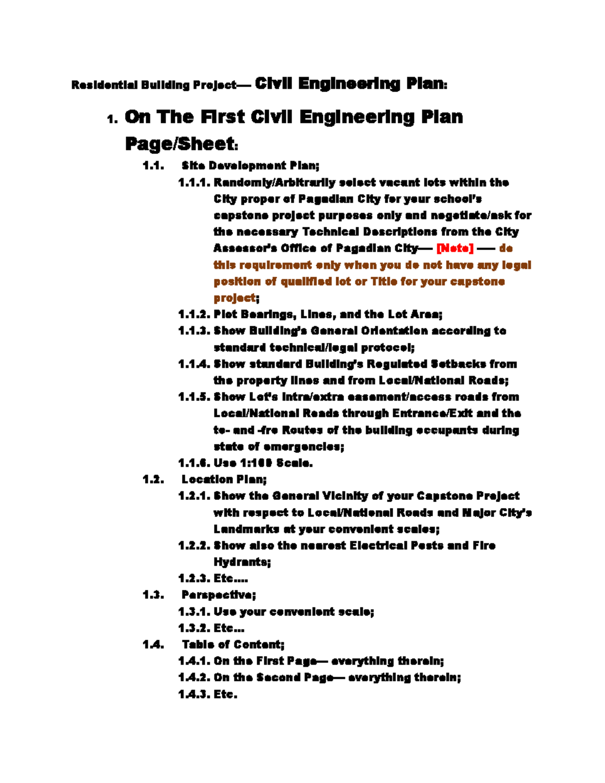 Civil Eng. Plan: Residential Building Requirements Overview - Studocu