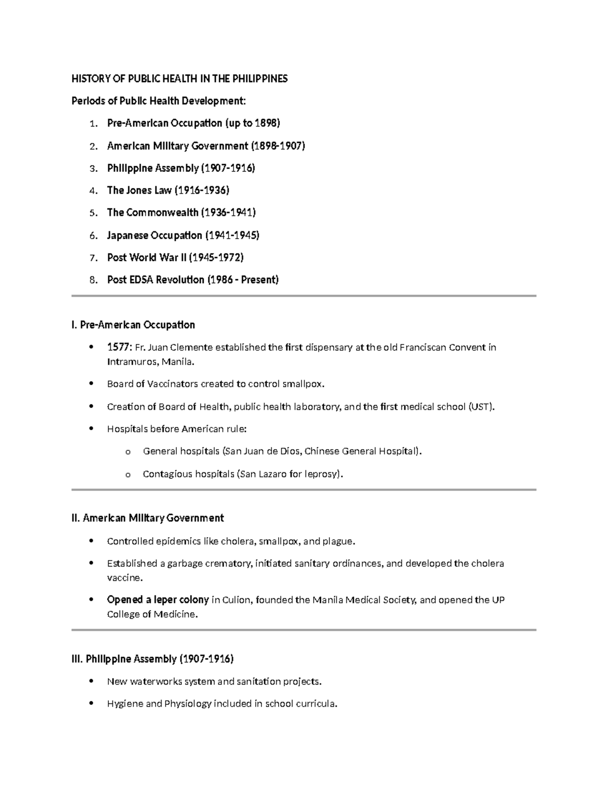 HISTORY OF CPH Transes - HISTORY OF PUBLIC HEALTH IN THE PHILIPPINES ...