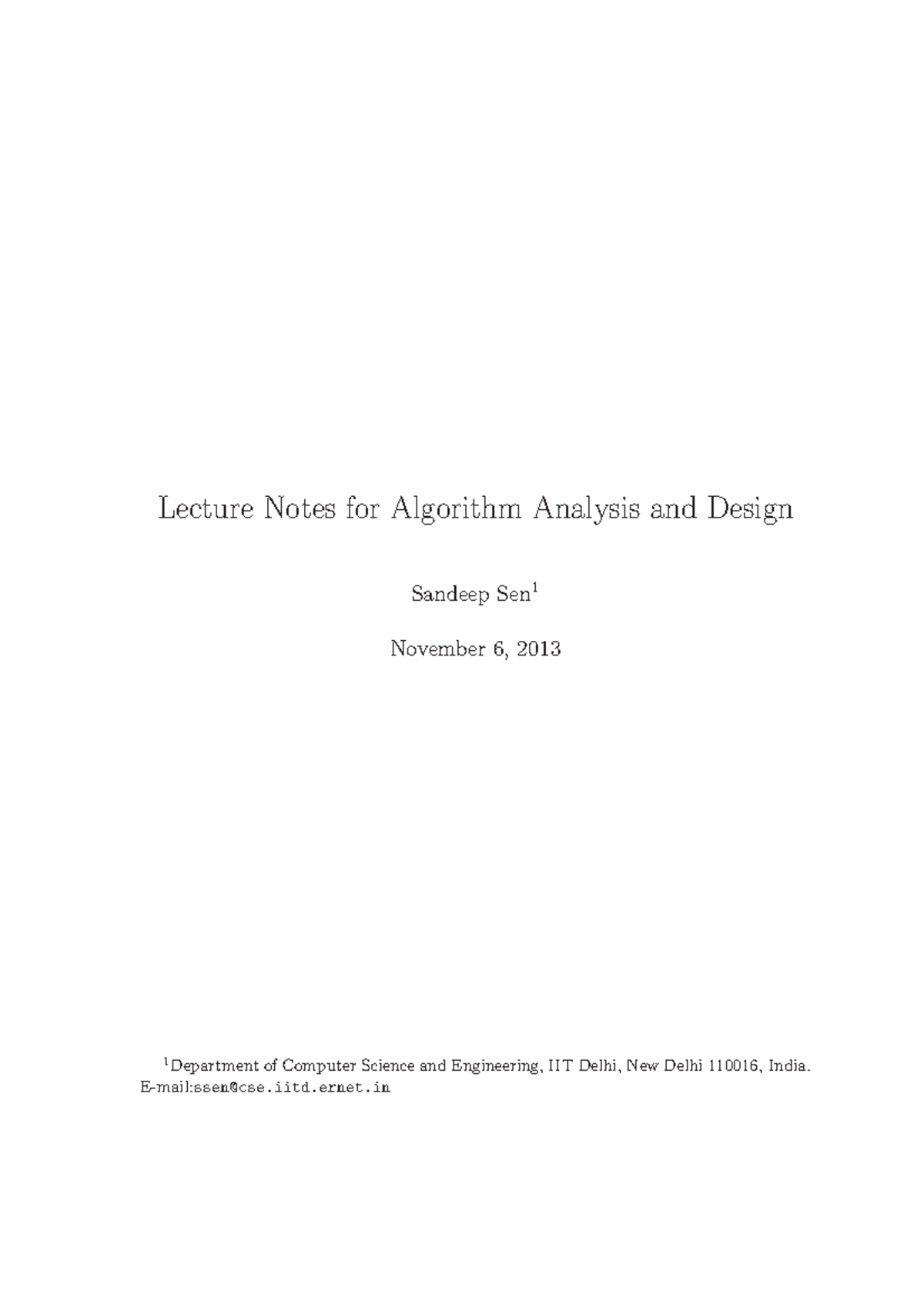 Lecture Notes: Algorithm Analysis and Design (CSE Course) - Studocu