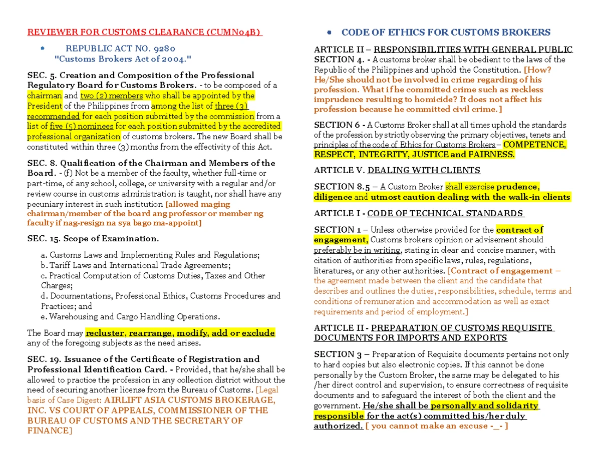 CM106 Customs Law Reviewer: Key Concepts and Definitions Explained ...
