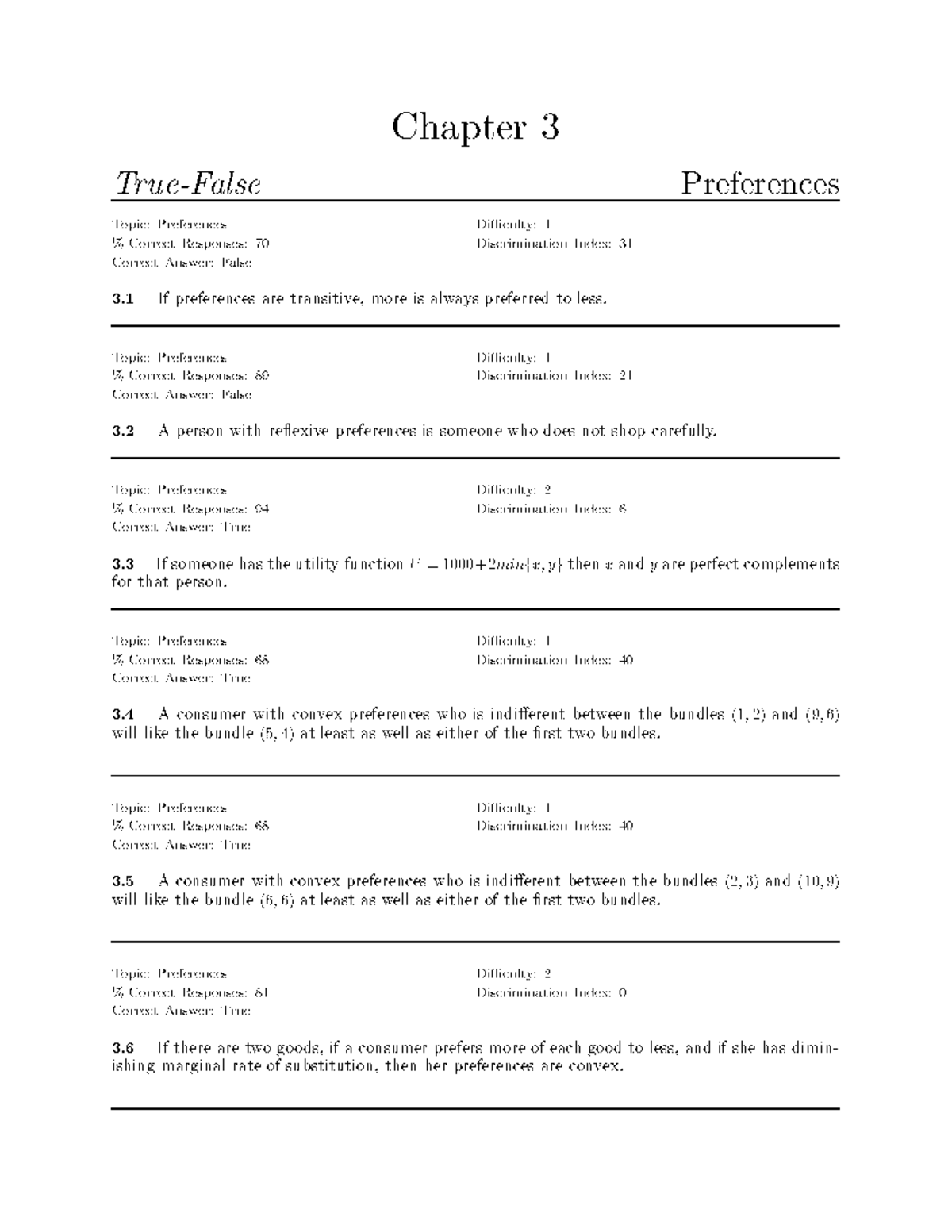 Chapter 3: Preferences - Key Concepts and Responses (02 03) - Studocu