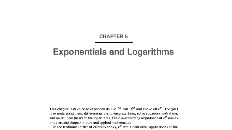 CH6: Exponentials & Logarithms - Key Concepts & Applications - Studocu