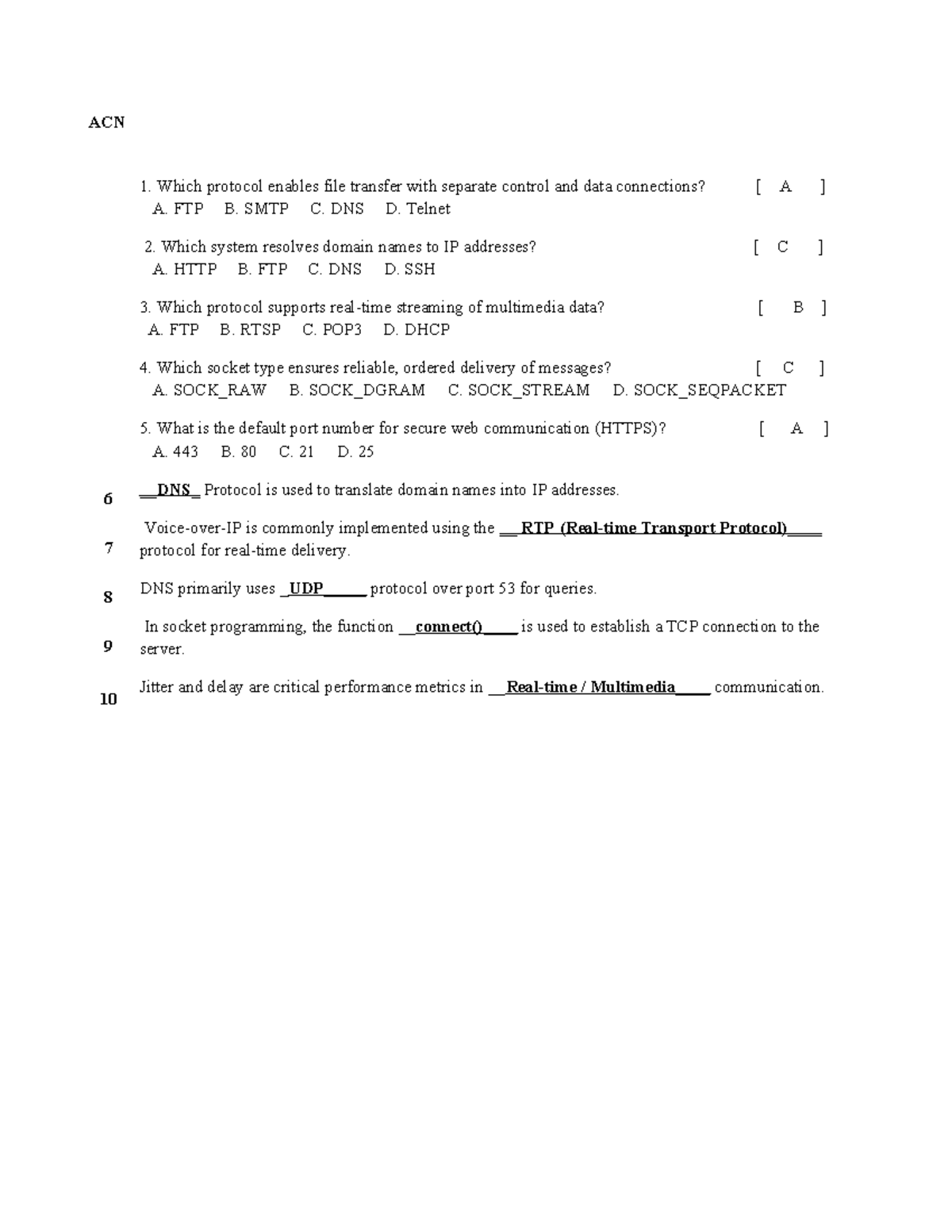 Advanced Computer Network - ACN 678910 Final Exam Study Guide - Studocu