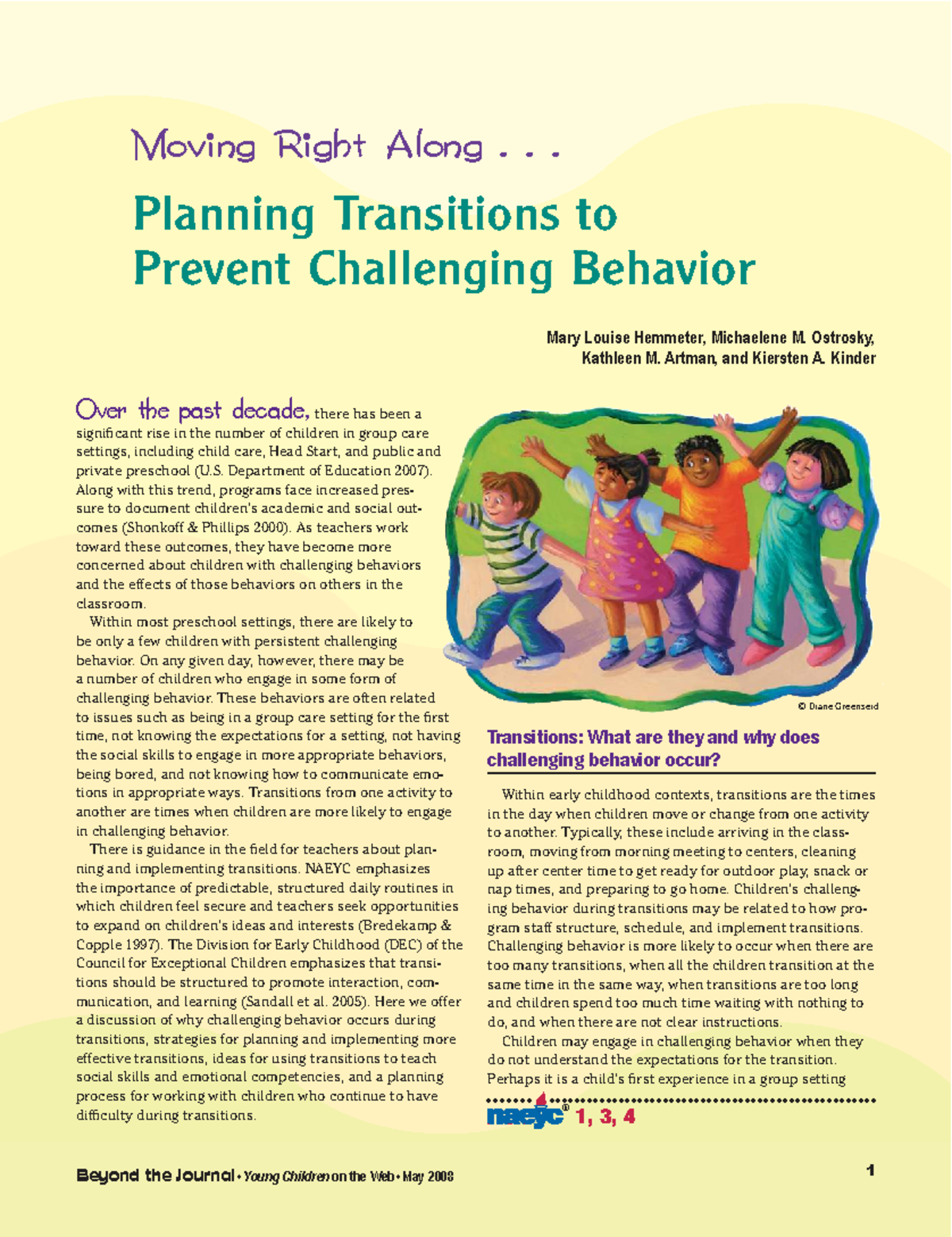 Challenging Behavior During Transitions: Strategies for Early Childhood ...