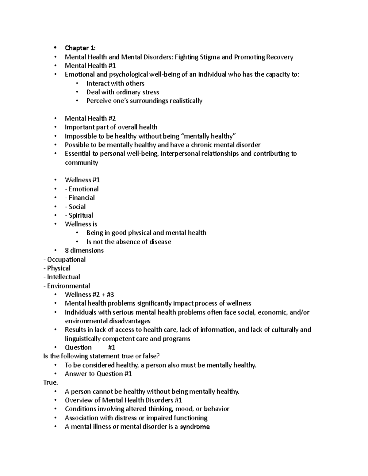 Psych 101 Chapter 1: Understanding Mental Health & Disorders - Studocu