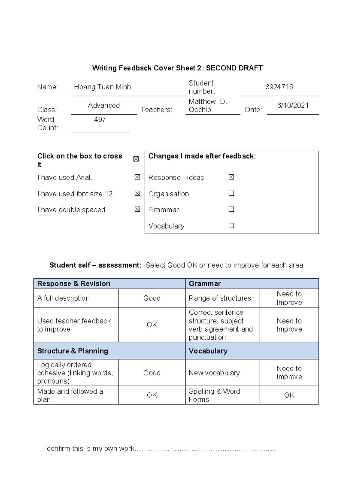 draft for writing task 1, final draft - Writing Feedback Cover Sheet 2 ...